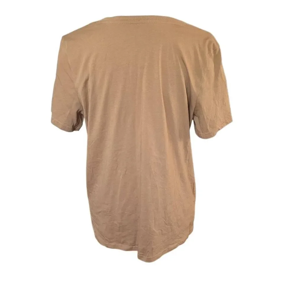 Pact Women's Size Large Tan Organic Cotton V-Neck T-shirt